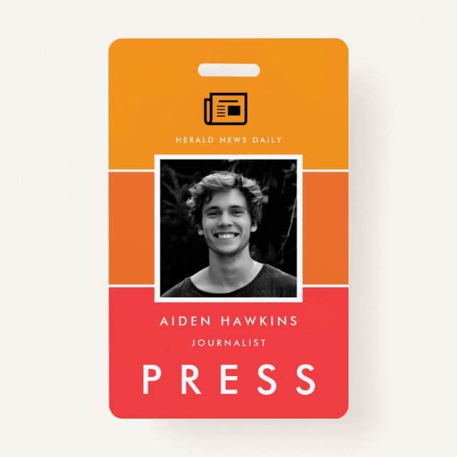 Modernes Foto und Name Presse ID Ausweis (Vorderseite)