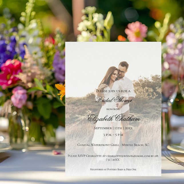 Modernes Foto und Overlay-Brautparty Einladung (Modern Photo and Overlay Bridal Shower Invitation)