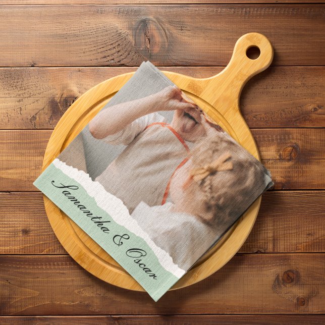 Modernes Foto und Personalisierter Name Minze Gesc Geschirrtuch (Von Creator hochgeladen)