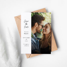 Modernes Foto und Seitenteile Save the Date - weiß Einladung