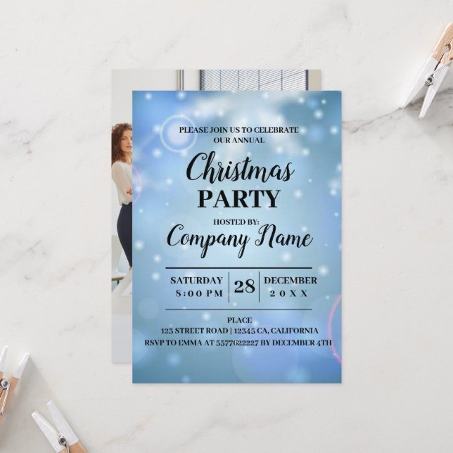 Modernes Foto Unternehmen Weihnachten Party Einladung (Vorderseite/Rückseite Beispiel)