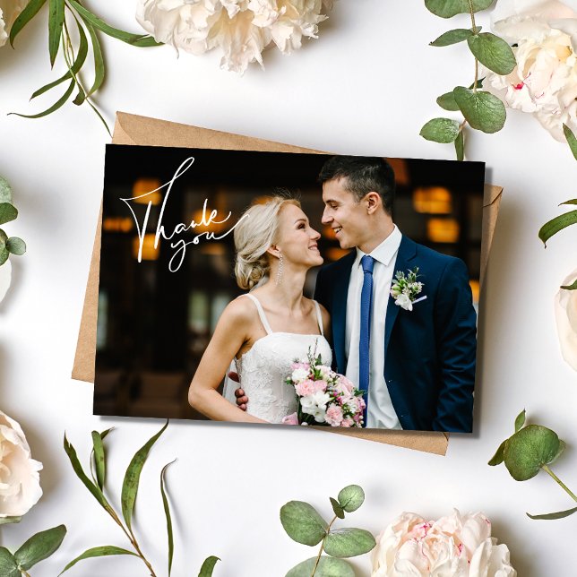 Modernes Foto Vielen Dank für Ihre Hochzeit Karte (Modern Photo Thank You Wedding Card)