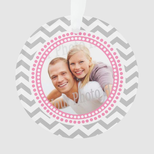 Modernes Foto von Zigzag und rosa Punkten Ornament (Vorderseite)