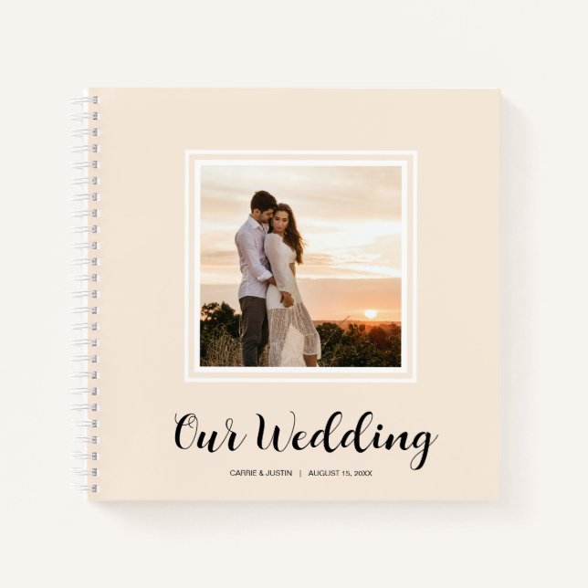 Modernes Foto Wedding Spiral Gästebuch Notizbuch (Vorderseite)