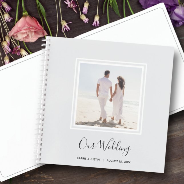 Modernes Foto Wedding Spiral Gästebuch Notizbuch (Choose SOFT or HARD cover and the inside page style.)