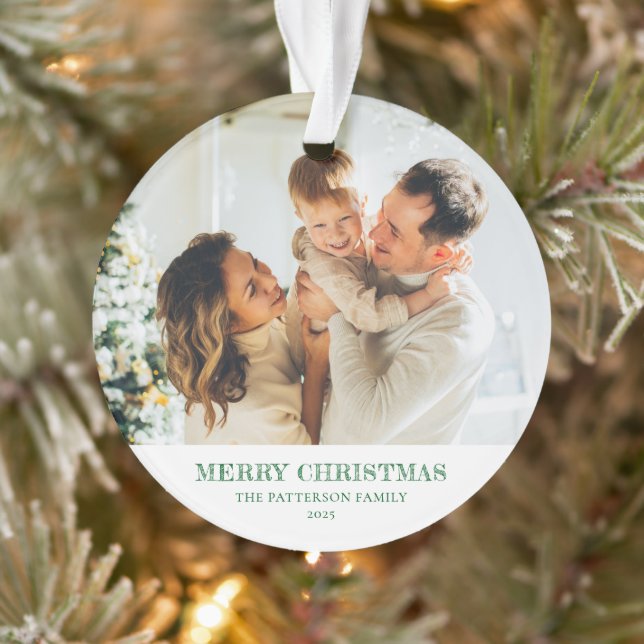 Modernes Foto Weihnachten Grün Ornament (Baum)