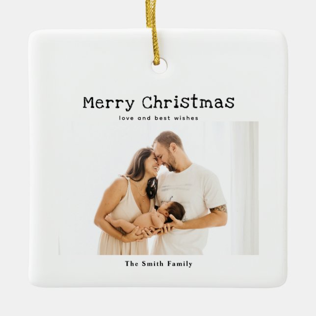 Modernes Foto Weihnachten Keramikornament (Vorderseite)