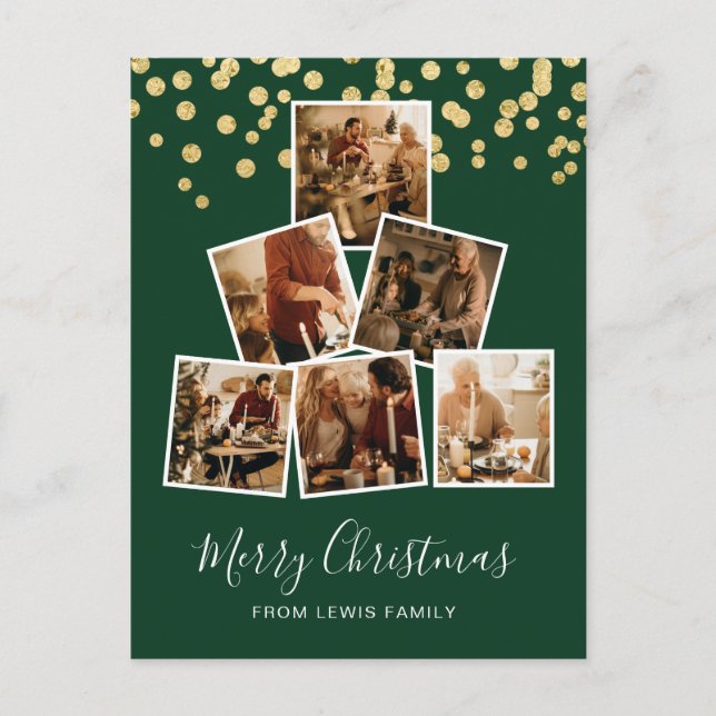 Modernes Foto Weihnachten Postkarte Grün (Vorderseite)