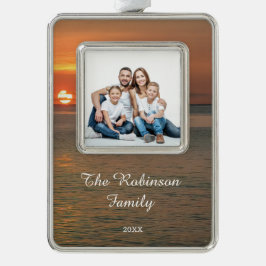 Modernes Foto Weihnachten Rahmen-Ornament Silber