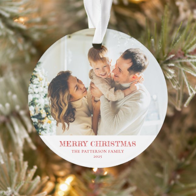 Modernes Foto Weihnachten Rot Ornament (Baum)