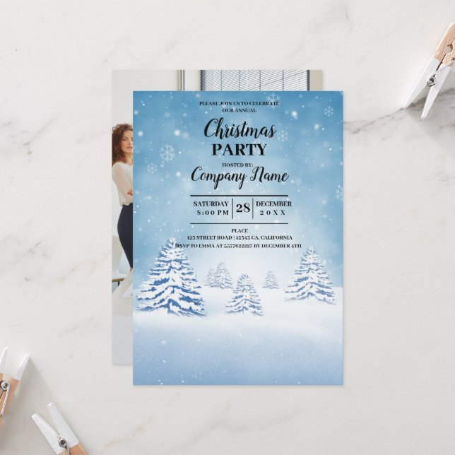Modernes Foto Weihnachtsunternehmen Party Einladun Einladung (Vorderseite/Rückseite Beispiel)