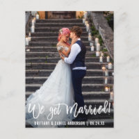Modernes Foto Wir Got Verheiratete Pinselschrift