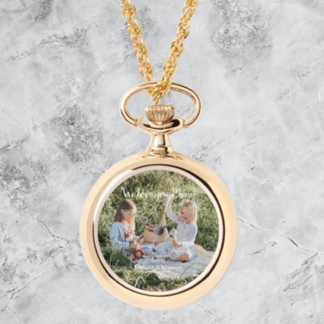 Modernes Foto Wir Liebe Sie Mama eWatch Armbanduhr (Modern Photo We Love You Mom Pocket Watch)