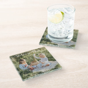 Modernes Foto Wir Liebe Sie Mama Glas Untersetzer