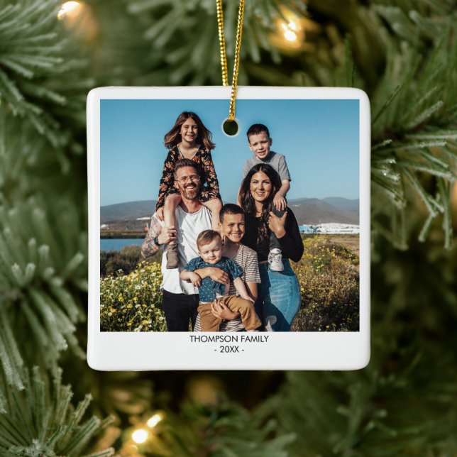 Modernes Foto Xmas Weihnachten Keramikornament (Baum)