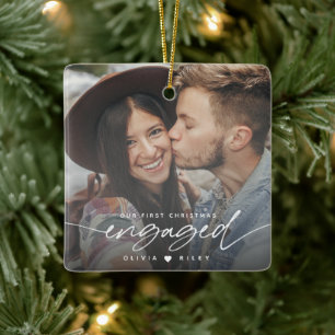 Modernes Foto zu Weihnachten in der Verlobung Keramikornament