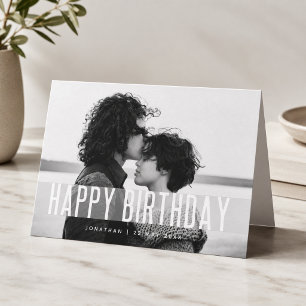 Modernes Foto zum Geburtstag Name Black & White Karte