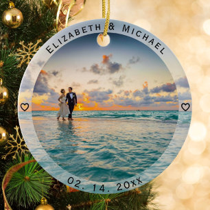 Modernes Foto zum Hochzeitstag Keramik Ornament