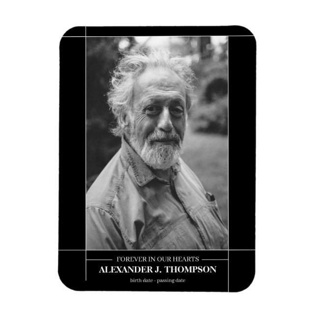 Modernes Foto zur Gedächtnisbeerdigung Magnet (Vertikal)