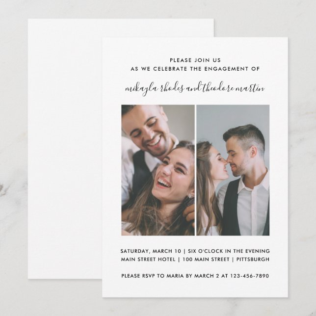 Modernes Foto zur Hochzeitsskritik - Verlobung Einladung (Vorne/Hinten)