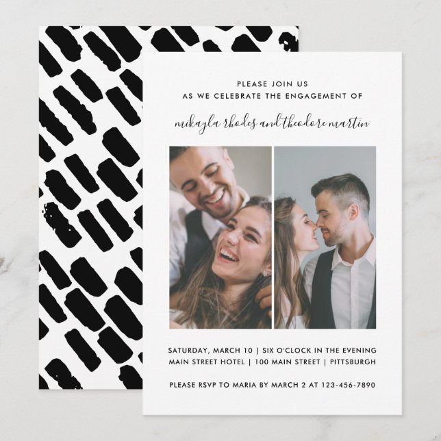 Modernes Foto zur Hochzeitsskritik - Verlobung Einladung (Vorne/Hinten)