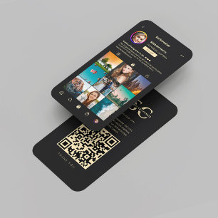 Modernes Fotograf Black Gold Instagram Grid Visitenkarte