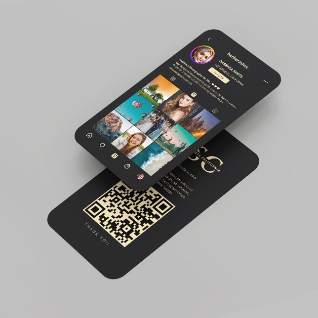 Modernes Fotograf Black Gold Instagram Grid Visitenkarte (Modern Photographer Black Gold Instagram Grid Business Card
)