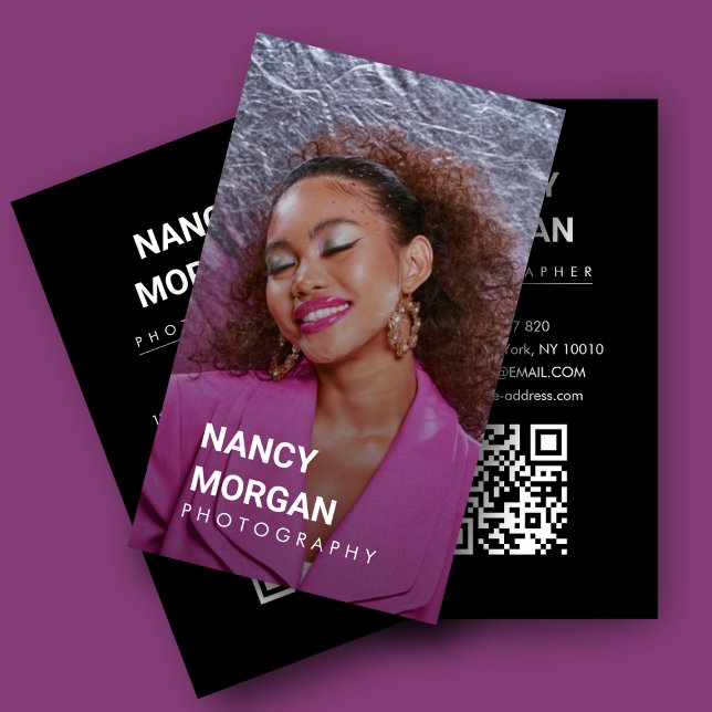Modernes Fotografie-Minimalistisches Foto QR-Code Visitenkarte (Von Creator hochgeladen)