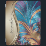 Modernes Fraktal Blue Gold Handgeschriebener Name iPad Hülle<br><div class="desc">Dieses Design ist auch auf anderen Telefonmodellen erhältlich. Wählen Sie Gerätetyp aus, um andere iPhone-, Samsung Galaxy- oder Google-Hüllen zu sehen. Einige Stile können geändert werden, indem Sie Style auswählen, wenn dies eine Option ist. Dieses Design kann in dem Bereich personalisiert werden, der durch das Ändern des Fotos und/oder Textes...</div>