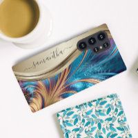 Modernes Fraktal Blue Gold Handwriting Name Case M