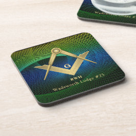 Modernes Fraktal Freimaurerische Mit Monogramm Get Getränkeuntersetzer