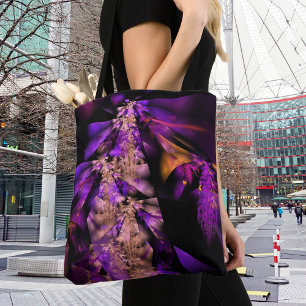 Modernes Fraktal in Schwarz und lila Tasche