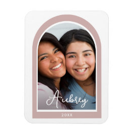 Modernes Frame Arch Foto mit Hübschem Script Rosa Magnet