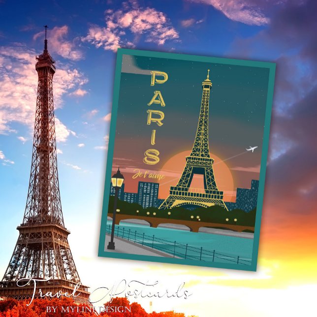 Modernes Frankreich Paris je t'aime Eiffel Tower T Postkarte (Von Creator hochgeladen)