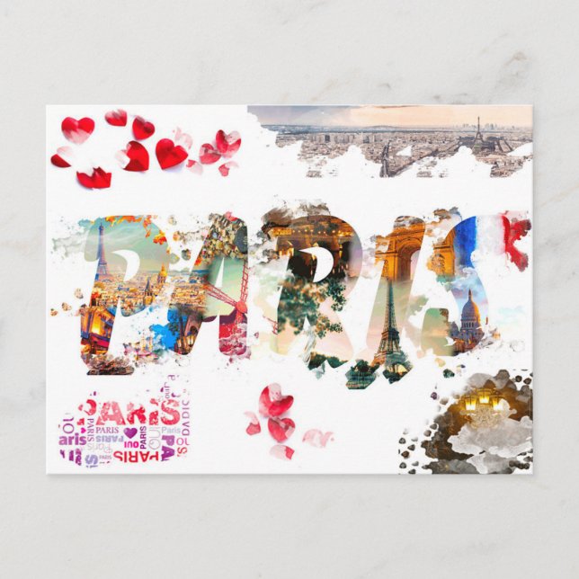 Modernes Frankreich Paris je t'aime Eiffel Tower T Postkarte (Vorderseite)