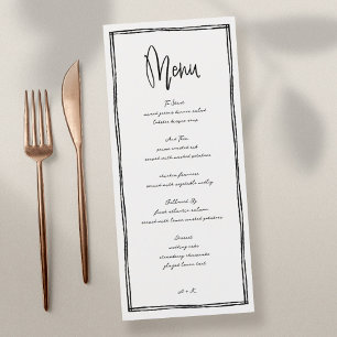 Modernes französisches Schwarz-Weiß-Hochzeitmenü Menükarte