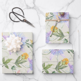 Modernes, frisches Lilac Floral Muster Geschenkpapier Set