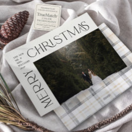 Modernes frohe Weihnachtstypografie-Foto Kariert Feiertagskarte