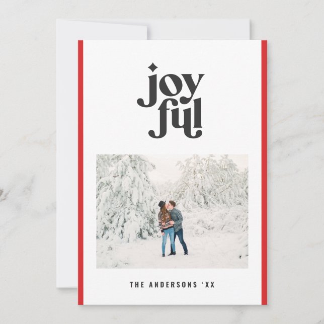 Modernes, fröhliches Rotes Foto Weihnachten (Vorderseite)