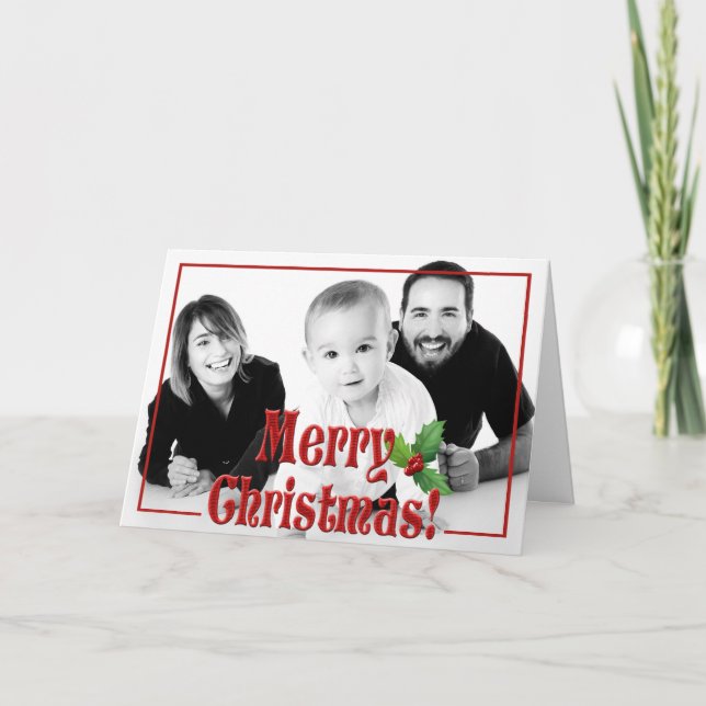 Modernes, fröhliches Weihnachts-Foto Feiertagskarte (Vorderseite)