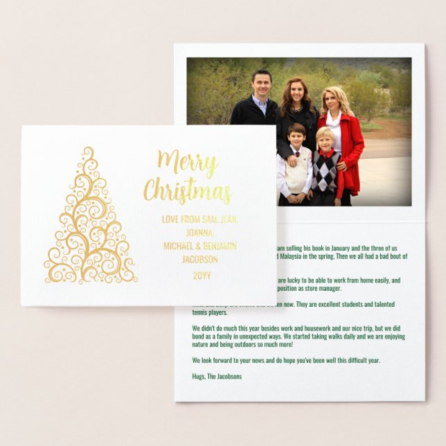 Modernes fröhliches Weihnachts-Foto Xmas Tree Lett Folienkarte (Anzeige)