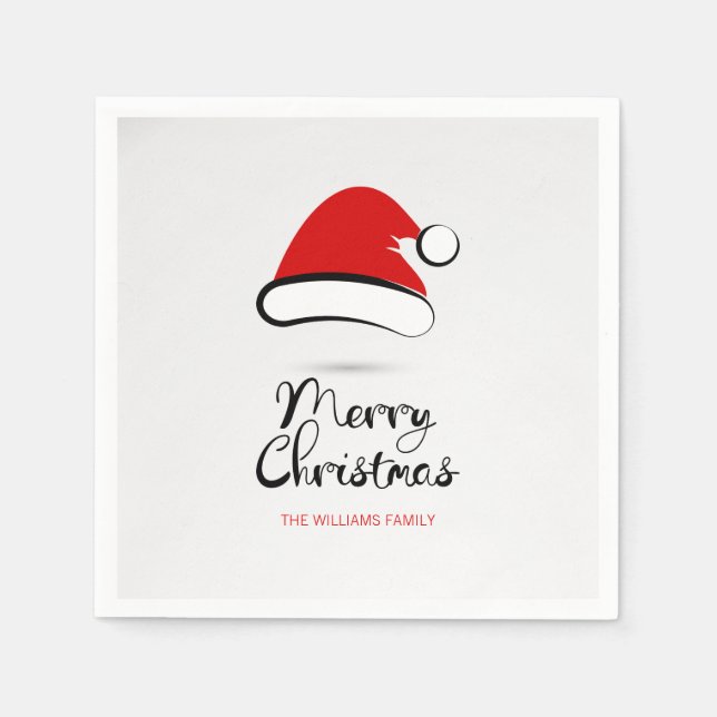 Modernes fröhliches Weihnachtsbuch Napkin Weihnach Serviette (Vorderseite)