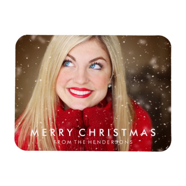 Modernes fröhliches Weihnachtsfest-Foto Magnet (Horizontal)