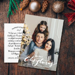 Modernes fröhliches Weihnachtshandbriefe Foto Postkarte<br><div class="desc">Feiern Sie die Saison mit dieser lustigen Postkarte mit Ihrem vertikalen Foto und den handgeschriebenen Worten "Frohe Weihnachten" auf der Vorderseite und Ihrer individuellen Note auf der Rückseite. Oder, wenn Sie möchten, löschen Sie die typisierte Notiz auf der Rückseite und schreiben Sie jede Postkarte einzeln. Fügen Sie Ihre Rücksendeadresse für...</div>