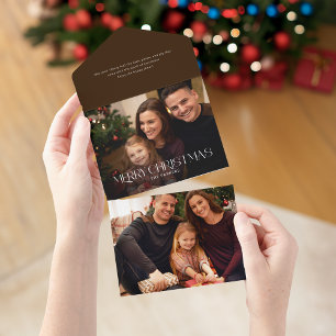 Modernes, fröhliches Weihnachtstypografie-Foto All In One Einladung