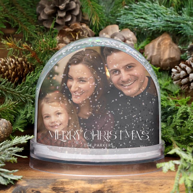 Modernes, fröhliches Weihnachtstypografie-Foto Schneekugeln (Von Creator hochgeladen)