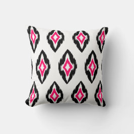 Modernes Fuchsia Schwarz-weiß Ikat Tribal Muster 1 Kissen