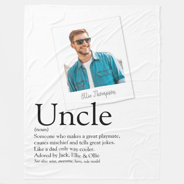 Modernes Fun Uncle Definition Foto Fleecedecke (Vorderseite)