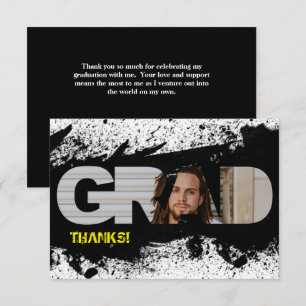 Modernes Funky Black Platsch GRAD Foto Vielen Dank Einladung