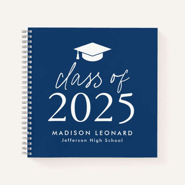 Modernes Gästebuch 2025 für Navy Foto Graduation P Notizbuch (Vorderseite)